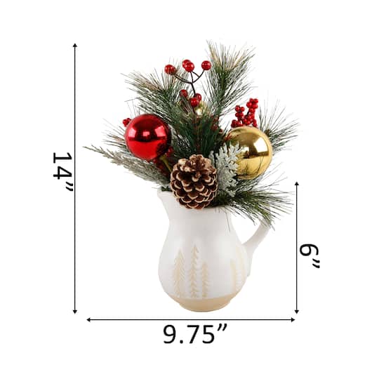 Christmas Mix In 14" Ceramic Watering Pot